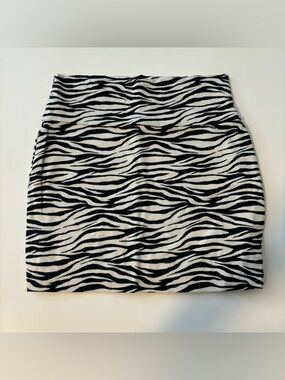 Wet seal black white zebra print stripe bodycon pencil skirt y2k xs